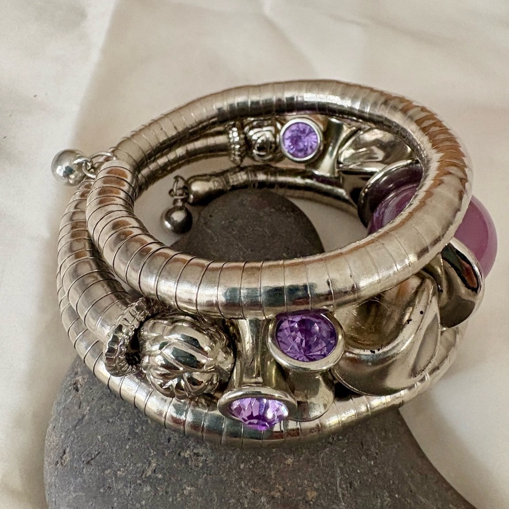 Silver and Purple Women's Bracelet